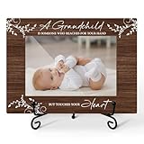CIAEXRN Grandparent Picture Frame Grandparent Gifts, Wooden Photo Frame 4x6 - A Grandchild is Someone Who Reaches For Your Hand But Touches Your Heart, Tabletop Display Home Decorations -Brown09