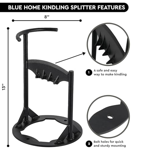 Blue Home Manual Wood Splitter – Kindling Splitter for Firewood – Includes 4 Lbs Sledge Hammer – Vertical Log Splitter – Portable and Safe Firewood Splitter for Camping & Outdoor Use (Regular) - Thumbnail 2