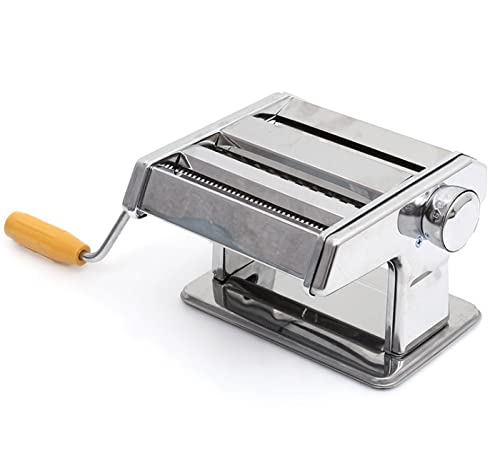 Machine à Pâtes Manuelle, laminoir a pate,Machine a Pates Fraiche en Acier Inoxydable avec Rouleau et Cutter, Machine à Pâtes Fraîches à Manivelle à la Main pour Spaghetti (Split d'argent)