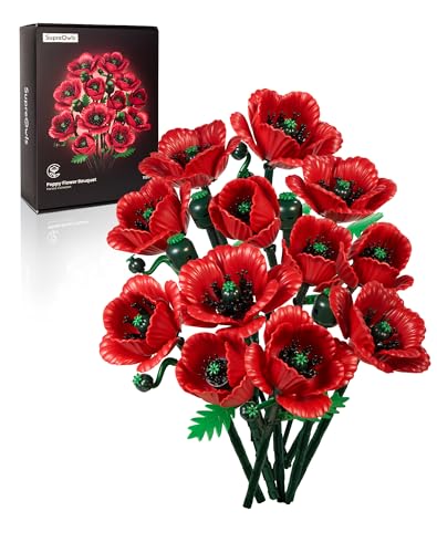 iATOM Red Poppy Bouquet Building Set