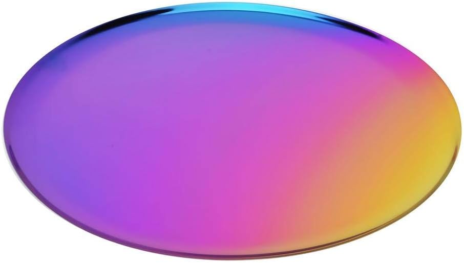 Serving Tray Plate,Portable Round Stainless Steel Plate Tea Food Server Dishes Water Drink Snack Plate With Handle for Ottoman Tray,Food Tray,Breakfast Tray,Eating Tray,Tea Coffee Table Tray (2#)