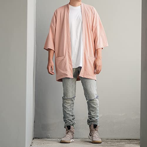 Image of Men's Long Oversized Kimono Cardigan Noragi Japan Jacket Haori Man Yukata Coat