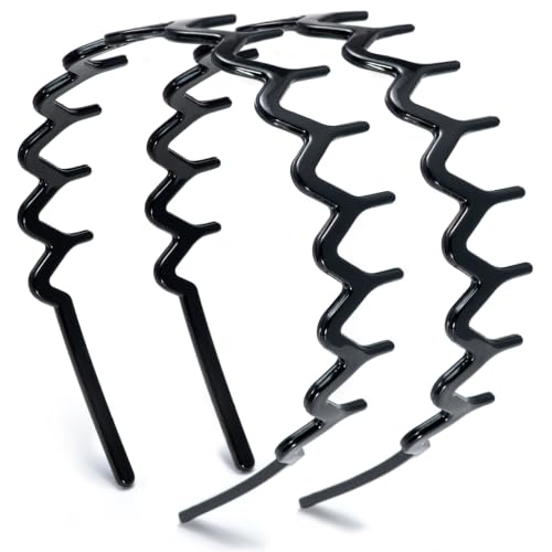 Dresyu Zig Zag Headbands for Women Men Non-slip Plastic Hairbands Shark Teeth Hair Comb Wavy Headband Hair Hoop for Workout Washaing Face