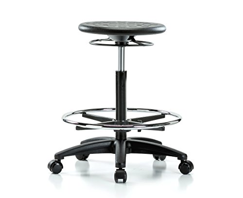 Image of Perch Polyurethane Industrial Stool with Foot Ring | High Bench Height 23-33 inch