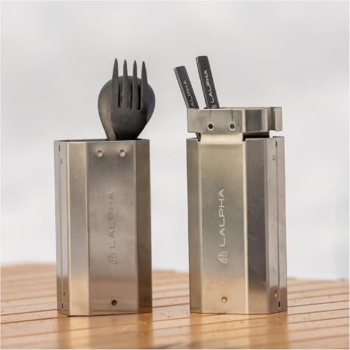 LALPHA (ラルファ) メタルカトラリーケース ステンレス製 カトラリースタンド 箸入れ・箸箱 収納ケース アウトドア・キャンプ用 236×60×44mm TW-060