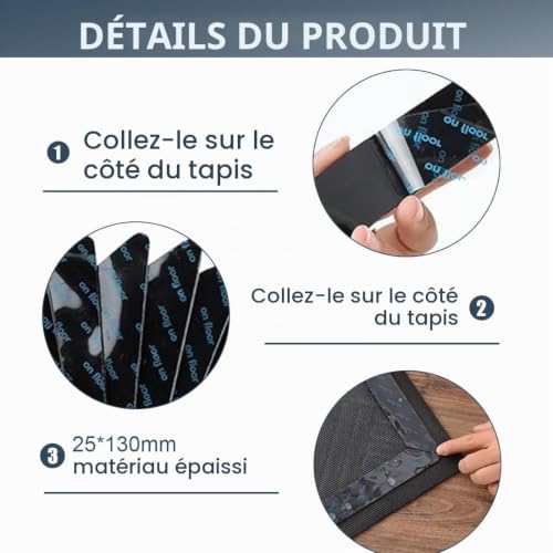 WeddHuis 30 pièces Anti-Dérapant Réutilisable Lavable, Adhésif Triangulaires pour Coins de Tapis, Carpettes et Tapis, Sous Antidérapant, Coussinets pour Planchers de Bois Franc, Parquet et Sols Durs – vue 3