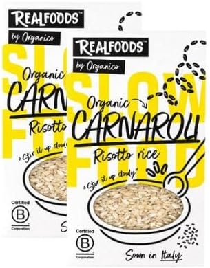 Realfoods by Organico | Organic Carnaroli Risotto Rice – Premium Italian Arborio Rice from Bianzè | Creamy & Al Dente, 500g (Pack of 2)