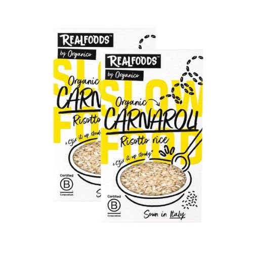 Realfoods by Organico | Organic Carnaroli Risotto Rice – Premium Italian Arborio Rice from Bianzè | Creamy & Al Dente, 500g (Pack of 2)