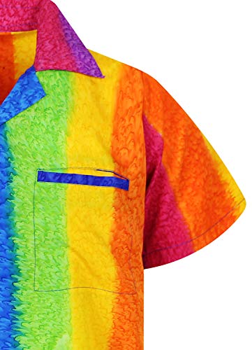 V.H.O. Funky Hawaiian Shirt, Shortsleeve, Rainbow-Vertical, Multicolored, S