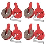 HARFINGTON 4set Disc Brake Pad 0.88" x 1.32" Semi-Metallic Resin Bike Brake Pads with Spring for BB7 M355 M446 M640 Mountain Road Bikes, Red
