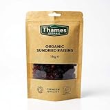 Organic Raisins - Sun Dried, Unsweetened, Unsulphured, Raw, Vegan, GMO-Free, Certified Organic - No Additives or Preservatives - Nutritious and Delicious - Thames Organic (1kg)