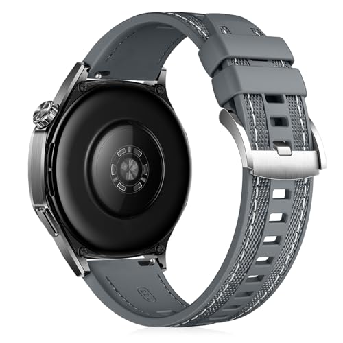 Niboow Armband van 22 mm voor Huawei Watch GT6/GT 6 Pro/GT5/GT 5 Pro/GT4/GT3/GT2 Pro/GT2/Watch5/Watch4/Watch3 Pro (46 mm), voor mannen en vrouwen, siliconen, voor Huawei Watch 4 Pro 48 mm, Grijs, 22