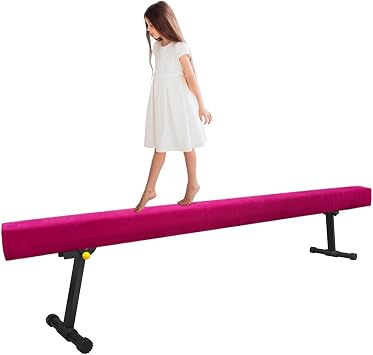 Wesky Adjustable Balance Beam,High and Low Floor Beam Gymnastics Equipment,Professional Gymnastics Beam for Kids Home Training with Foldable Legs