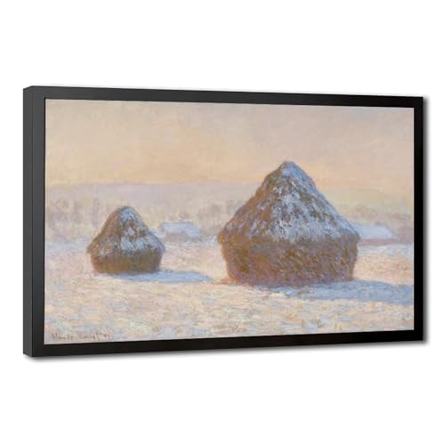 Impressions sur toile Claude Monet Les Meules Effet de Neige Matin 40x60cm pour Salon