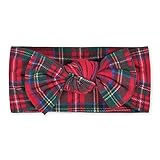 Gerber Baby Girls Buttery-soft With Bow Viscose Made Eucalyptus Headband, Plaid About You, One Size