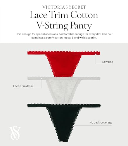Victoria's Secret Women's Cotton V-String Thong Underwear, Panties for Women, Multi Pack (XS-XXL)3
