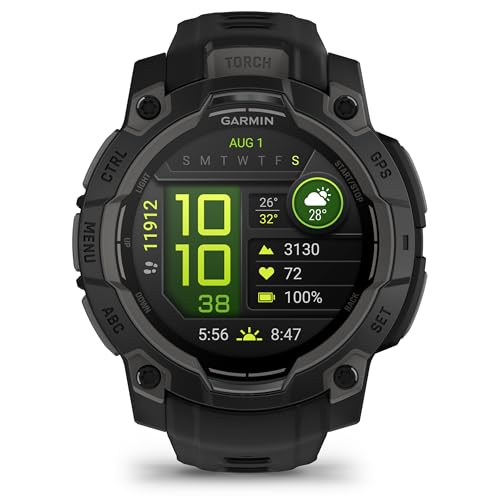 Image of Garmin Instinct 3 50mm, AMOLED Display, Rugged Outdoor GPS Smartwatch, Metal-Reinforced Bezel, Built-in Flashlight, Up to 18 Days of Battery Life, Charcoal