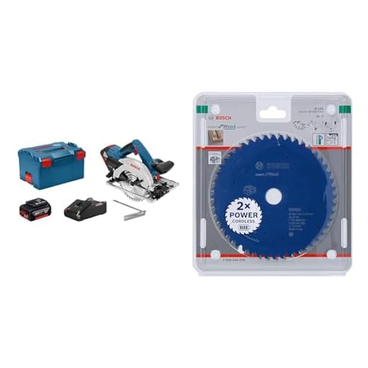 Bosch Professional 18V System GKS 18V-57 G - Sierra circular a batería (disco Ø 165 mm, 2 baterías x 4.0 Ah, en L-BOXX) + Disco Expert for Wood, Madera, 48 Dientes, Accesorio, 165 x 20 x 1.5 mm