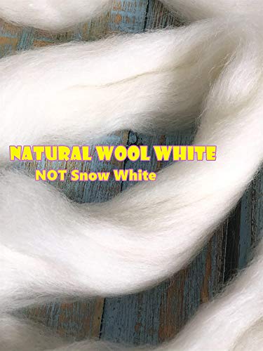 T.F GHG 1LB 100% Natural Wool Roving, Super Clean Wool Filler for Stuffing, Needle Felting, Blending, Batting, Hand Spinning DIY Project, Pillow and Dryer Balls, Natural White, Un-Dyed, Ecru,58S Wool - Thumbnail 3