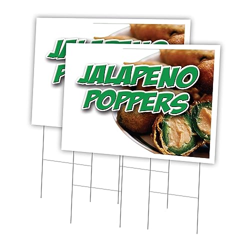 Jalapeno Poppers 2 Pack of 24" x 36" Yard Sign & Stake | Advertise Your Business | Stake Included Image On Front Only | Made in The USA by SignMission - Used condition - US$34.89