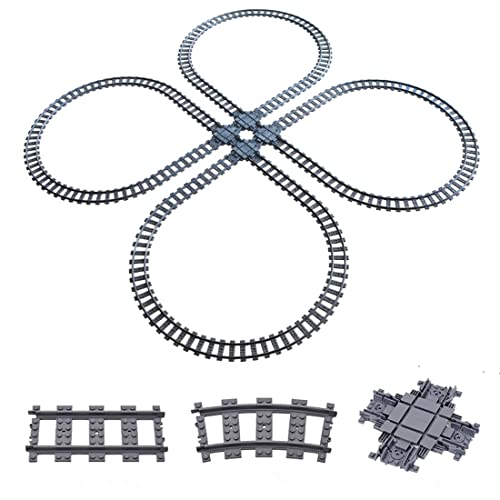 YLTremker City Schienen Set 68Pcs Zug Zubehör Eisenbahn Schienen Bausteine Kinderspielzeug Kompatibel mit Lego City (Set 2) Cover