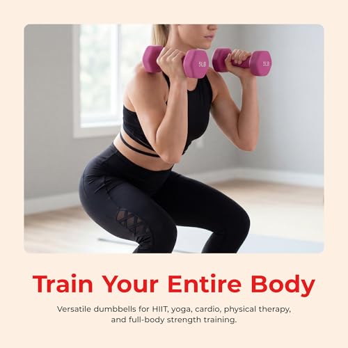 Image of Sunny Health & Fitness Neoprene Coated Hex Shaped Dumbbell Non-Slip Fitness Weights for Home Gym Exercise, Full Body Workout Strength Building, Weight Loss, Sold in Pairs - Sizes - 2LB, 5LB, 8LB, 10LB