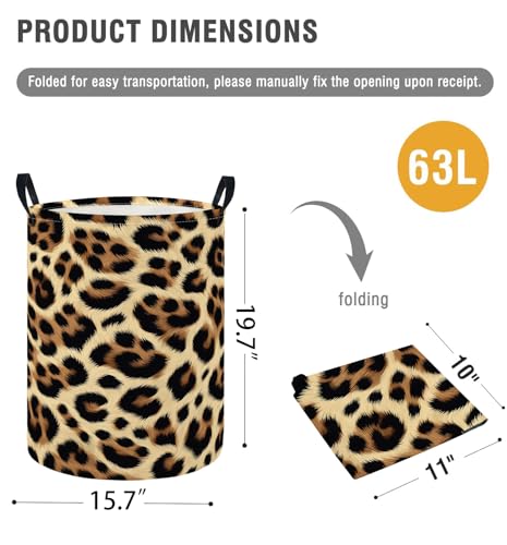 Image of Baby Laundry Hamper Basket Baby Hamper for Nursery Boy and Girl Cute Storage Bin Organizer Boho Room Decor(Leopard)