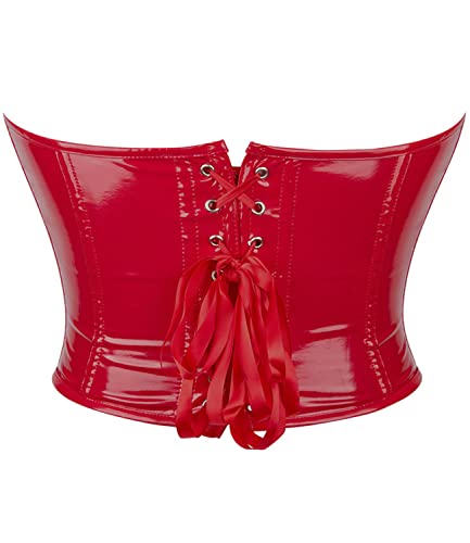 Outoshe Women's Pu Sweetheart Steampunk Lace Up Boned Corset Overbust Supportive Lingerie Bodyshaper Bustier Top #TOP1