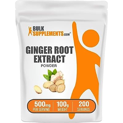 BulkSupplements.com Ginger Root Extract Powder - Ginger Supplement, Ginger Root Powder - Herbal Supplement, Gluten Free, 500mg per Serving, 100g (3.5 oz) (Pack of 1)