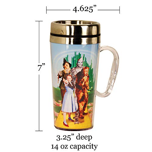 Image of Spoontiques Wizard of Oz Insulated Travel Mug, 14oz - Double Wall Stainless & Acrylic Drink Cup with Twist Top Lid & Handle