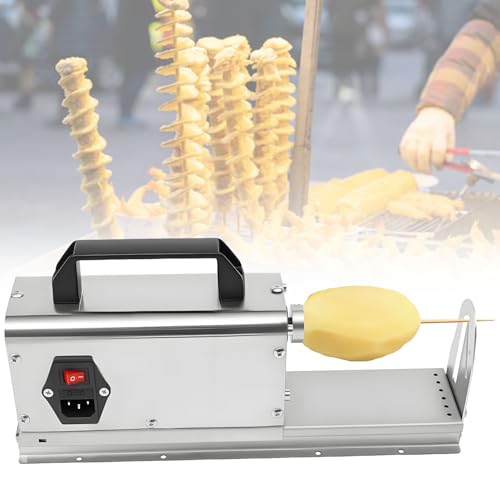 GLBMXDD Professional Electric Potato Spiral Cutter Slicer,200RPM Electric Tornado Potato Machine - 3 in 1 40W Stainless Steel Spiral Cutter, Twisted Potato Slicer for Curly Fries and Twists