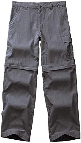 Kids' Cargo Pants, Boy's Casual Outdoor Quick Dry Waterproof Hiking Climbing Convertible Trousers, Grey L(US 12-14)