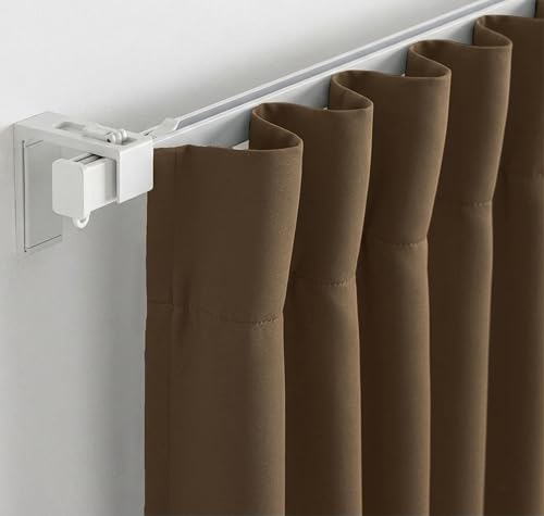 Image of FRESH FROM LOOM 8 ft Blackout Parde | 8 ft Door Curtains for Slider Track | Non-Ring Curtains | S-Wave Pleat | | Non-Ring Curtains | S-Wave Pleat | Door parda | Parde (Brown | 8 Ft Long, 2pc)