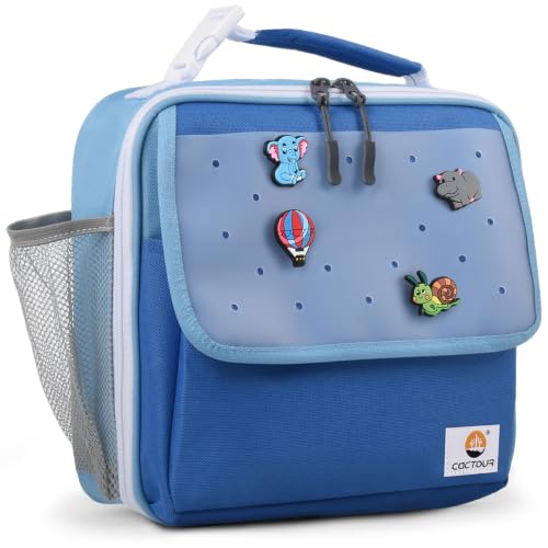 CaCTOUR Lunch Box Kids,Fun Color Lunch Box for Boys,Large Soft Cooler Lunch Bag for Kids,Back to School Thermal Insulated Lunch Tote Bag for School Daycare Outdoor (Dark Blue)