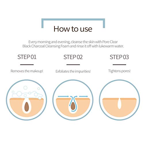 Pureheal's Pore Clear Black Charcoal Cleansing Foam 5.07 Fl. Oz. (150Ml), Oriental Botanical Ingredient, Pore Cleansing Off The Sebum And Skin Waste, By Nature Village #TOP3