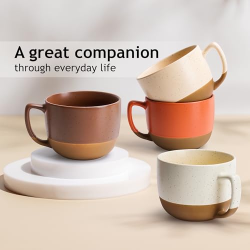 MIAMIO – 15 Ounce, Set of 4 Ceramic Latte Mug – Elegant Modern Coffee Mug Set for Cafe, Latte, Tea, Hot Cocoa - Drinks Dishwasher & Microwave Safe – Aura Collection (Cozy Neutral, Coffee Mug(4x)) by MIAMIO - Used condition - Image 6