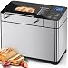 KEEPEEZ Machine à pain avec moule en céramique et répartiteur d'ingrédients, moteur de 710 W pour pétrir puissant, 17 programmes pour pâte saure, pain sans gluten, 3 tailles de pain et 3 niveaux de