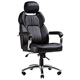 TOPSKY Office Chair Executive Large Leather Chair with Adjustable Headrest High Back (Black)