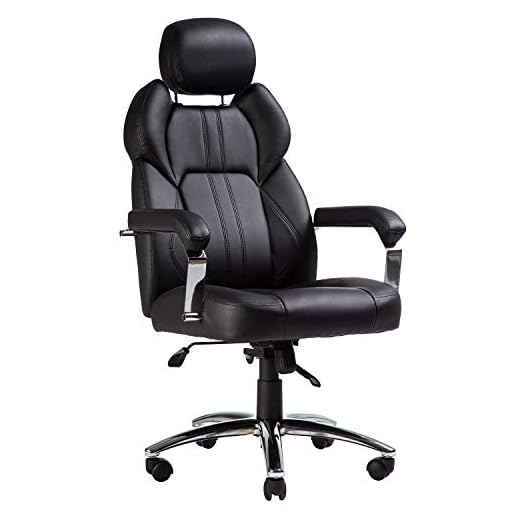 TOPSKY Office Chair Executive Large Leather Chair with Adjustable Headrest High Back (Black)