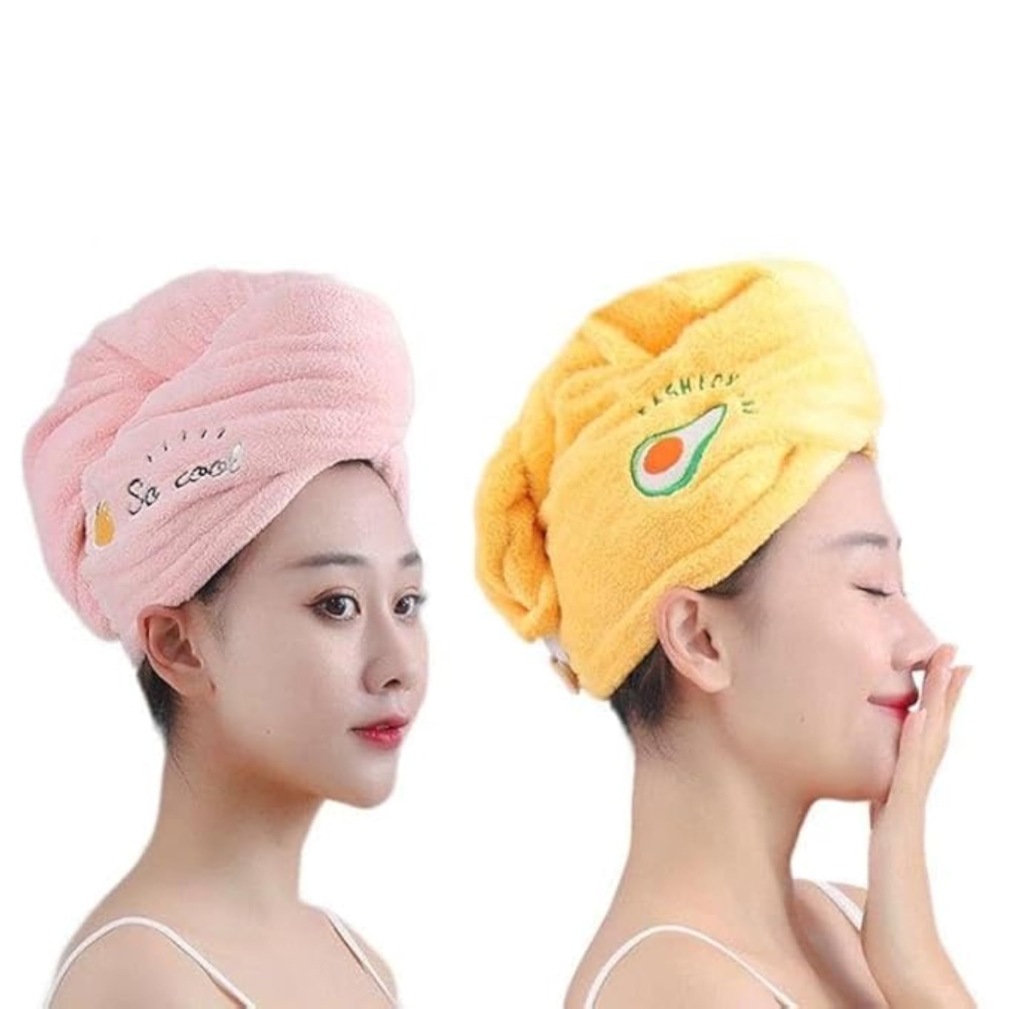 Pack of 3 Quick-Drying Microfiber Hair Towel Wrap Caps, Multicolor