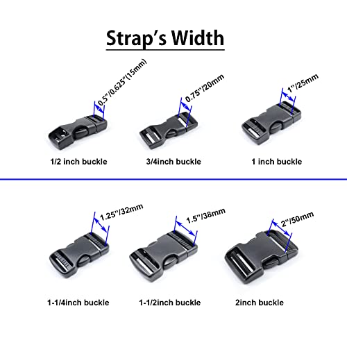 Side Release Buckles,Heavy Duty Dual Adjustable Plastic Buckle Snaps Clips 2 Inch Backpack Belt Buckle Replacement 2 Packs #TOP2