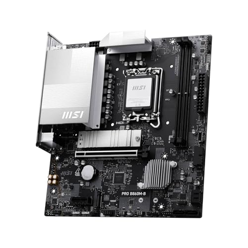 Image of MSI PRO B860M-B Motherboard, mATX - Supports Intel Core Ultra Processors (Series 2), LGA 1851 - Direct 6 Phases, DDR5 Memory Boost (9066+ MT /s OC), PCIe 5.0 x16, M.2 Gen5, 5G LAN