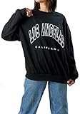 MAJECLO Women's Oversized Sweatshirt Los Angeles California Crewneck Long Sleeve Lightweight Casual