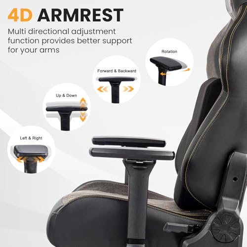 Big and Tall Gaming Chair 440LBS Gaming Chair with Metal Base Memory Foam Lumbar 4D Adjustable Armrest Computer Chair for Heavy People Ergonomic High-Back Computer Chair - Image 2
