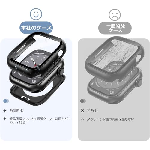 【2026改良型】TALENANA for Apple Watchケース【3 in 1防水設計】40/44mm アップルウォッチ保護ケース 強化ガラスフィルム 一体型 Apple Watch Series 6/SE3/SE2/SE/5/4対応 PC素材 高タッチ感度 全面保護 衝撃吸収 アップルウォッチ アクセサリー(40mm,ブラック)