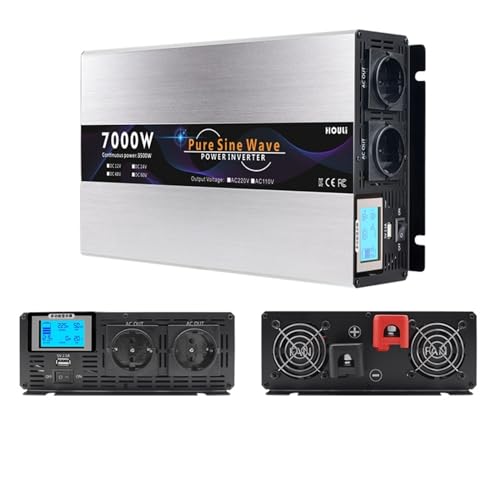 Onduleur à Onde sinusoïdale Pure 12v 24v 48v à AC 220/230v, 3000/5000/6000/7000W, convertisseur de Batterie Externe Portable, transformateur de Voiture Solaire (Color : EU-7000W-220V-48V)