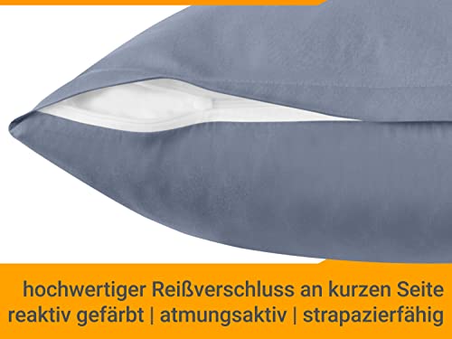 npluseins Renforcé Poszewki na poduszki w dwupaku – 100% bawełna – proste i szlachetne 698.898, 40 x 80 cm, kolor niebieski