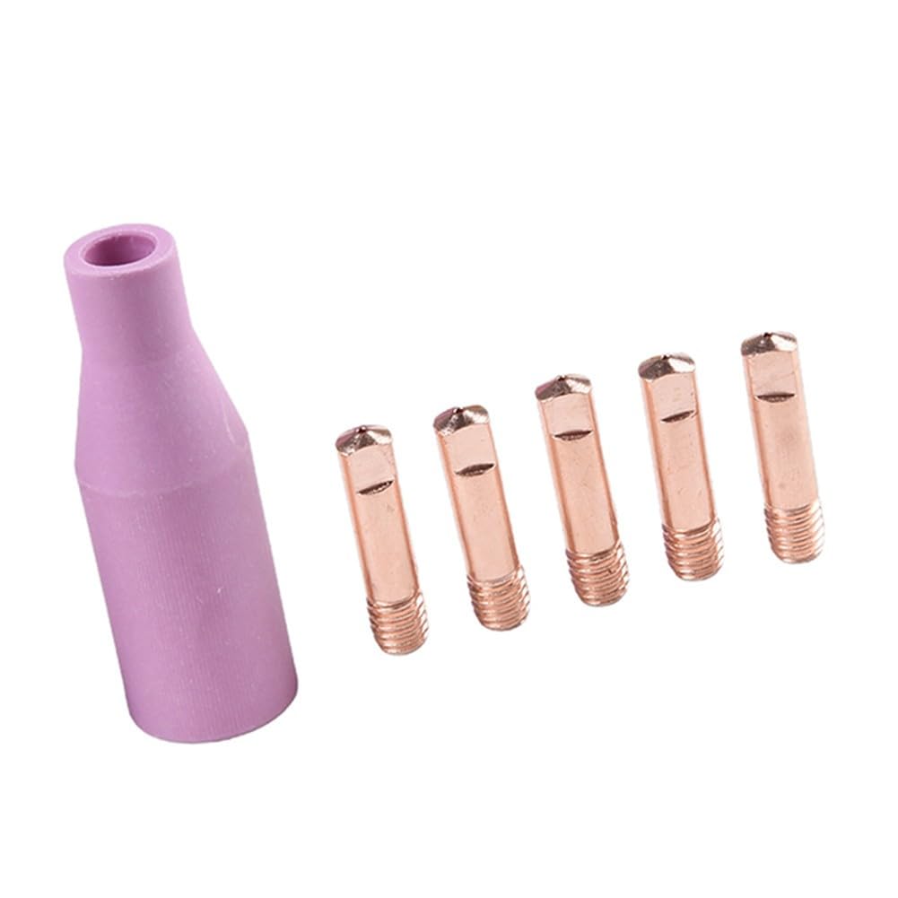 Kit di ricambio per torcia di saldatura, 6 pezzi, 15AK MB15 MIG MAG, punte in rame da 08 mm e ugello in terracotta rosa