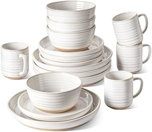 LE TAUCI Plates and Bowls Sets for 4, 16 Piece Sto...