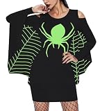 Maisolly Womens Halloween Spider Costume Web Wings Sleeve Cosplay Adult Costume Casual Costume Spider L